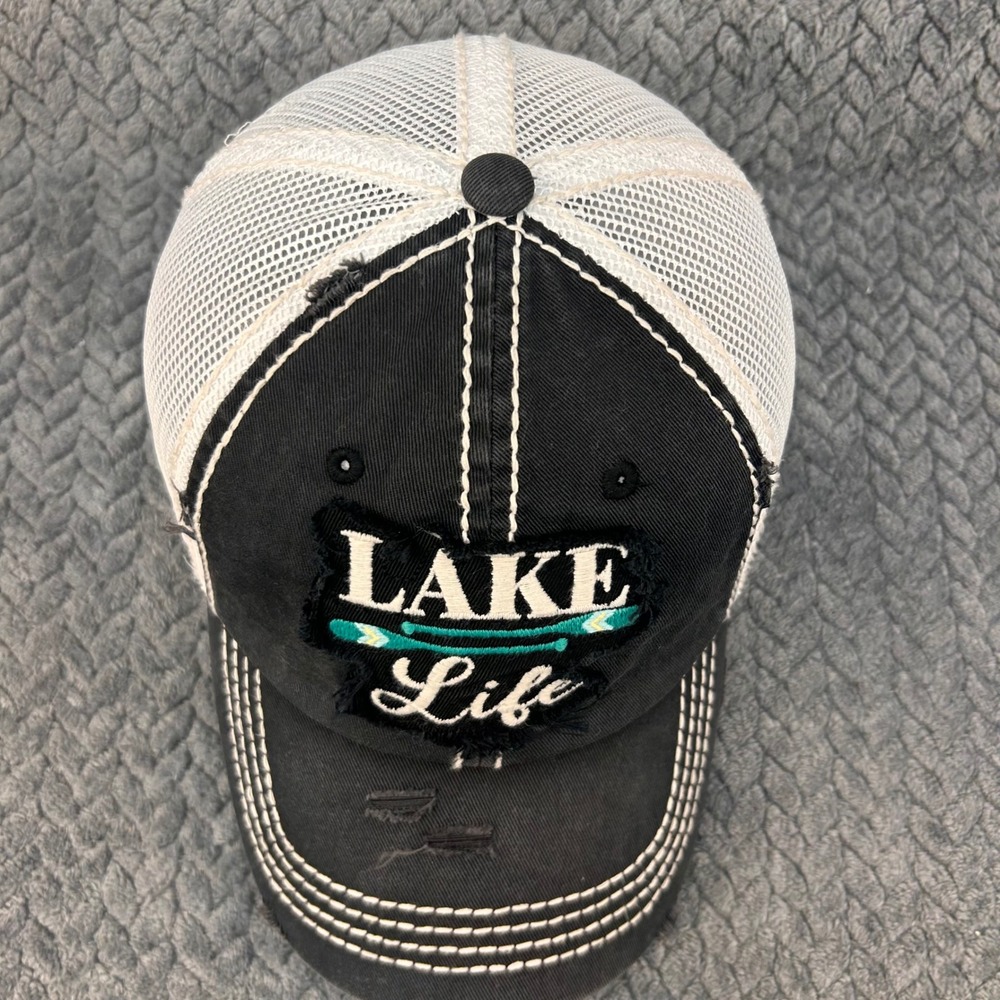 Lake Life Oars Womens Grey Unbranded Trucker Hat Distressed Mesh Back OSFM - Picture 7 of 10